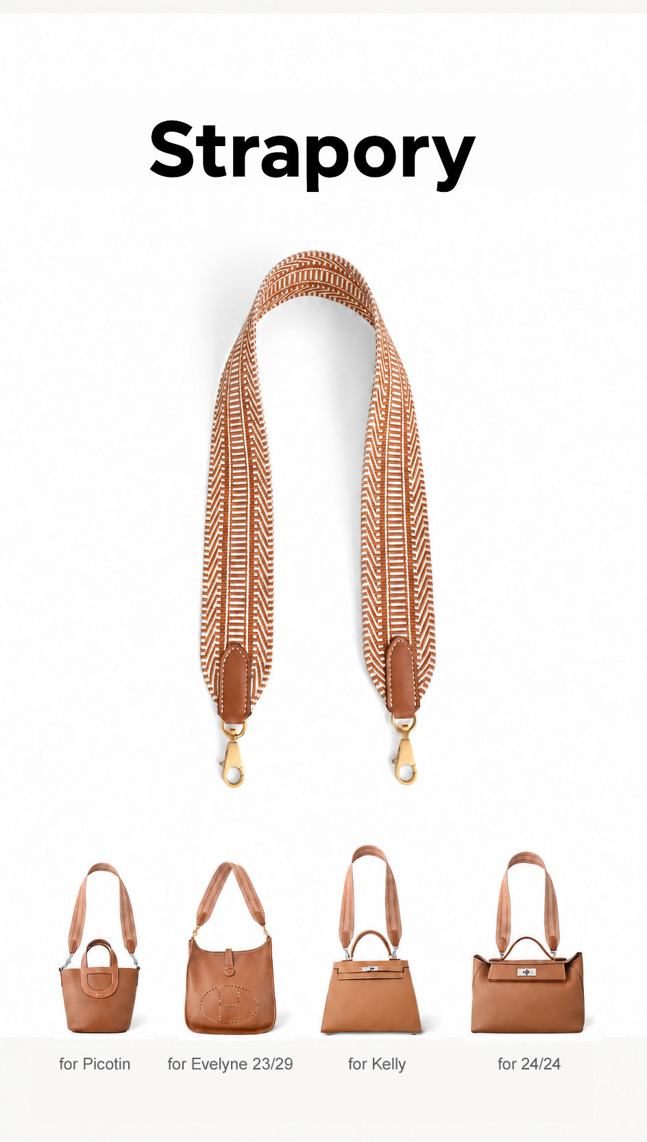 Strapory Woven Wide Shoulder Strap for Kelly 25, 28 & 32, Bolide 27&31 Bags