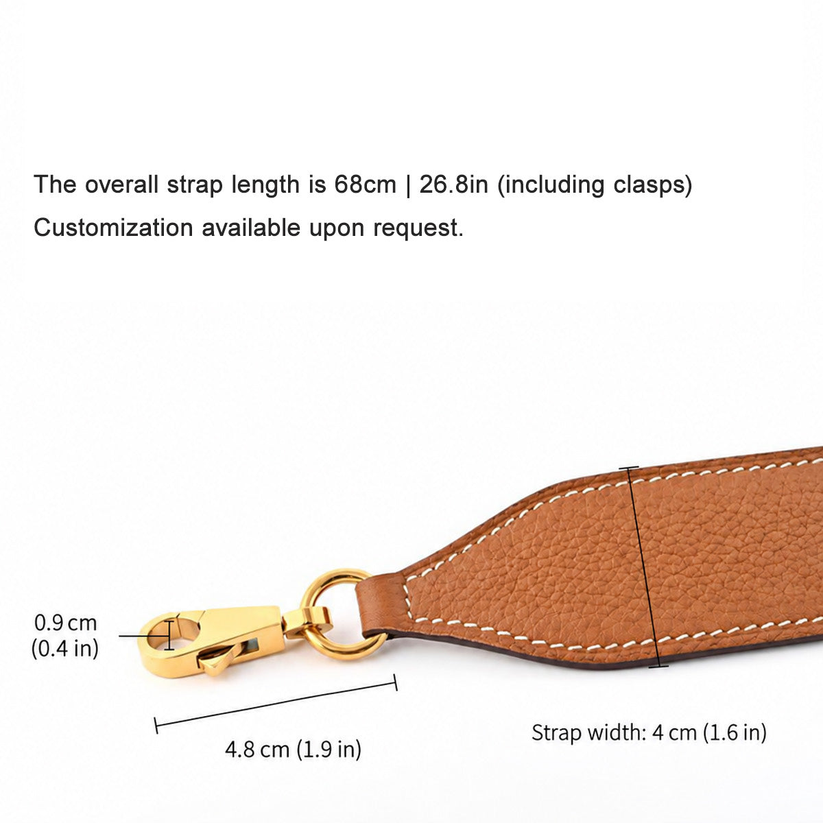 Strapory Leather Replacement Strap Compatible with Hermes Kelly, 24/24, Bolide & more