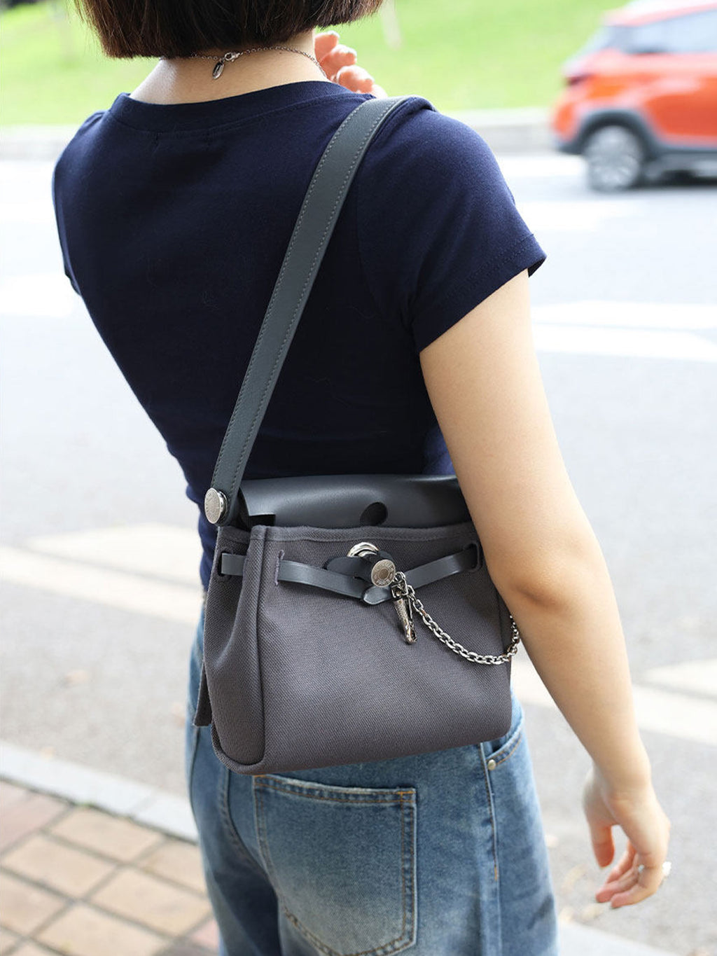 Strapory Protective Leather Flap Closure Tab & Chain for Hermès Herbag