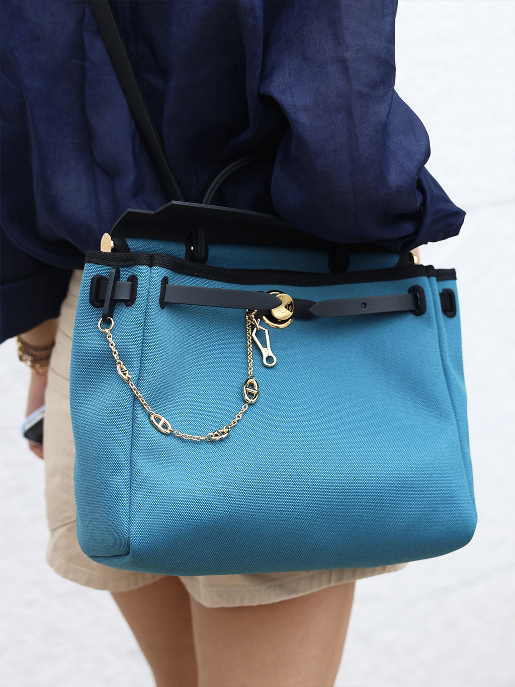 Strapory Roulis Leather Flap Closure Tab & Chain for Hermès Herbag